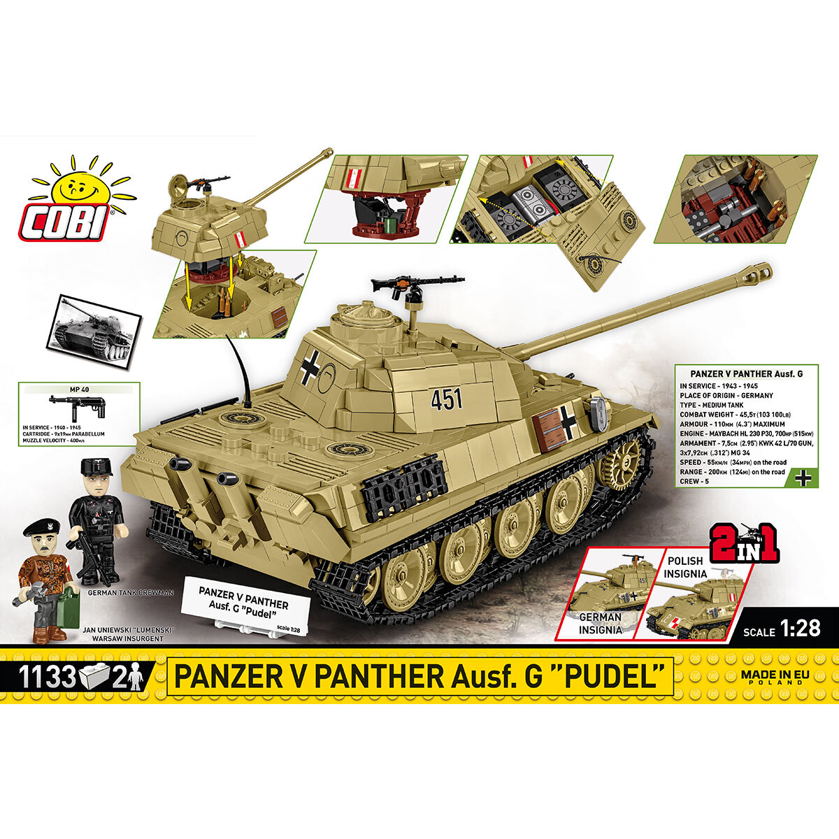 COBI 2655 - PANZER V Panther AUSF. G PUDEL, 1:28 - Bild 4