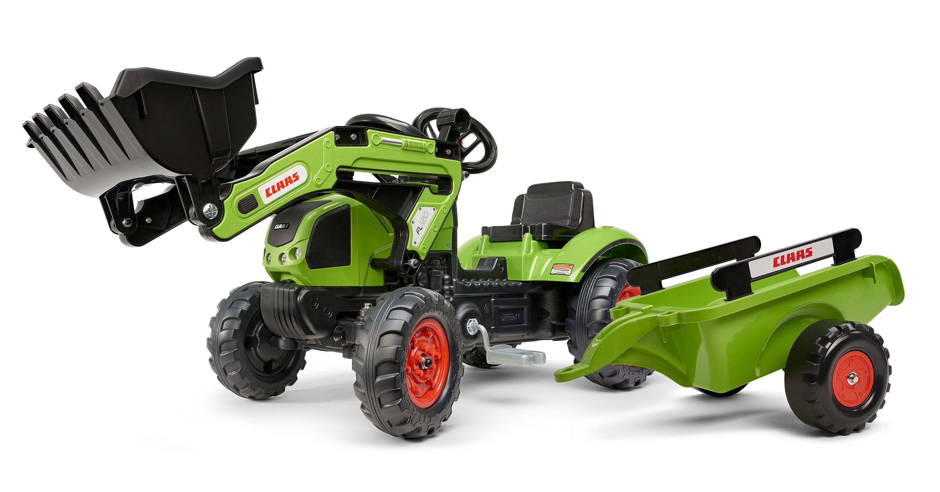 FALK Tret-Traktor Claas Lader + Hänger 2 5 Jahre Gras, Pflanze, Rasen, Rasenmäher, Werkzeug, Gras, Pflanze, Rasen, Rasenmäher, Werkzeug, Gras, Pflanze, Rasen, Rasenmäher, Werkzeug