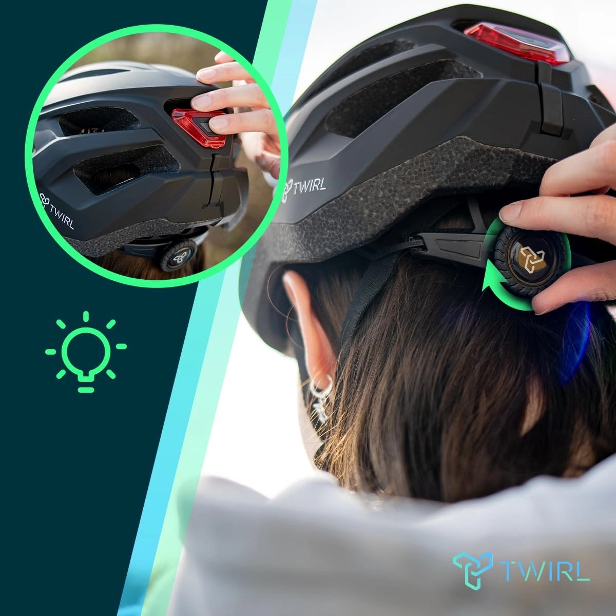 TWIRL 730471 – Fahrradhelm City One 57–60 cm Schwarz mit LED