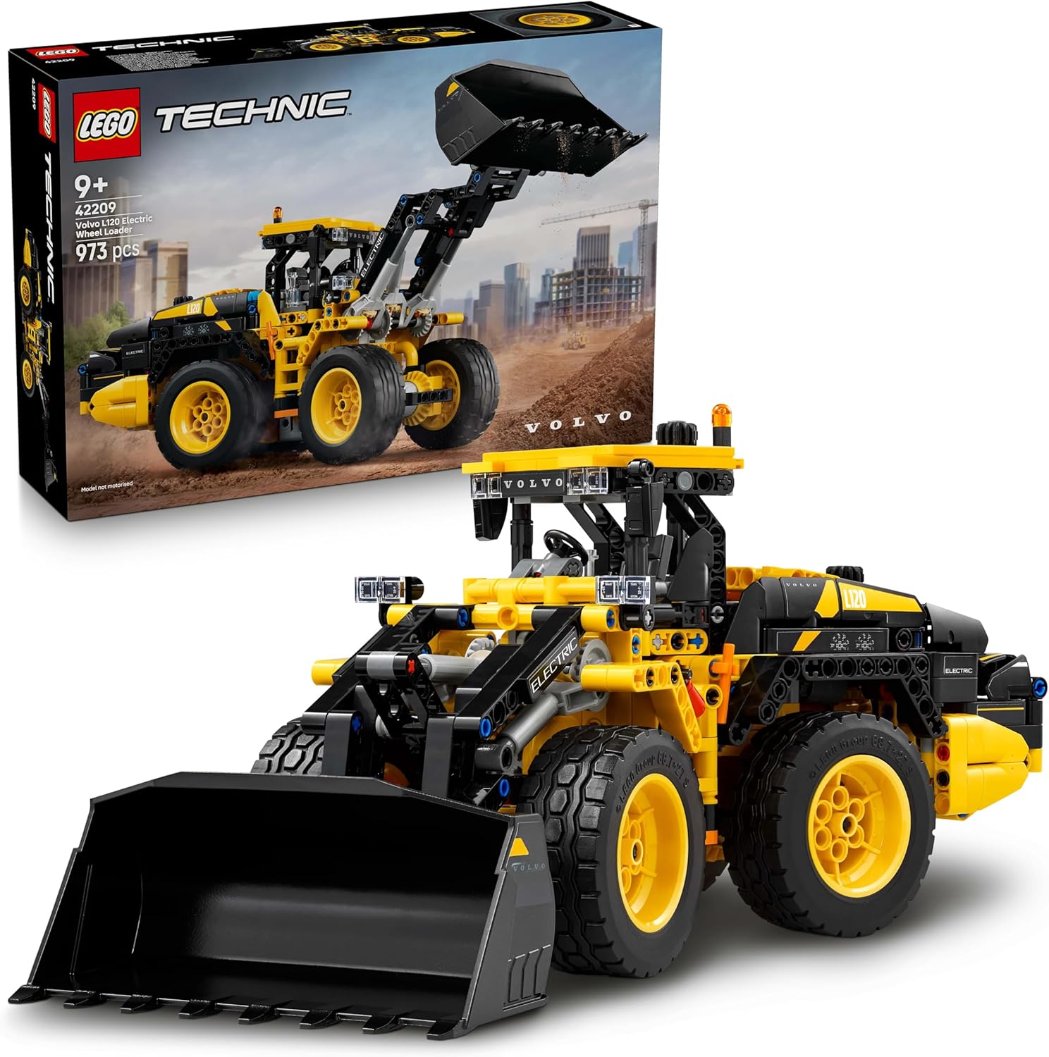 LEGO® Technic 42209 Volvo L120 Electric Radlader – Verpackung, Zubehör und Details sichtbar