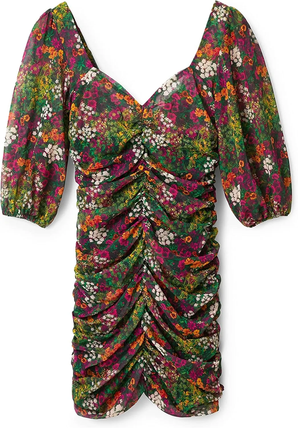 Desigual Damen Kleid - Mehrfarbiges Kleid mit Blumendruck 22WWVW479019 GR. M