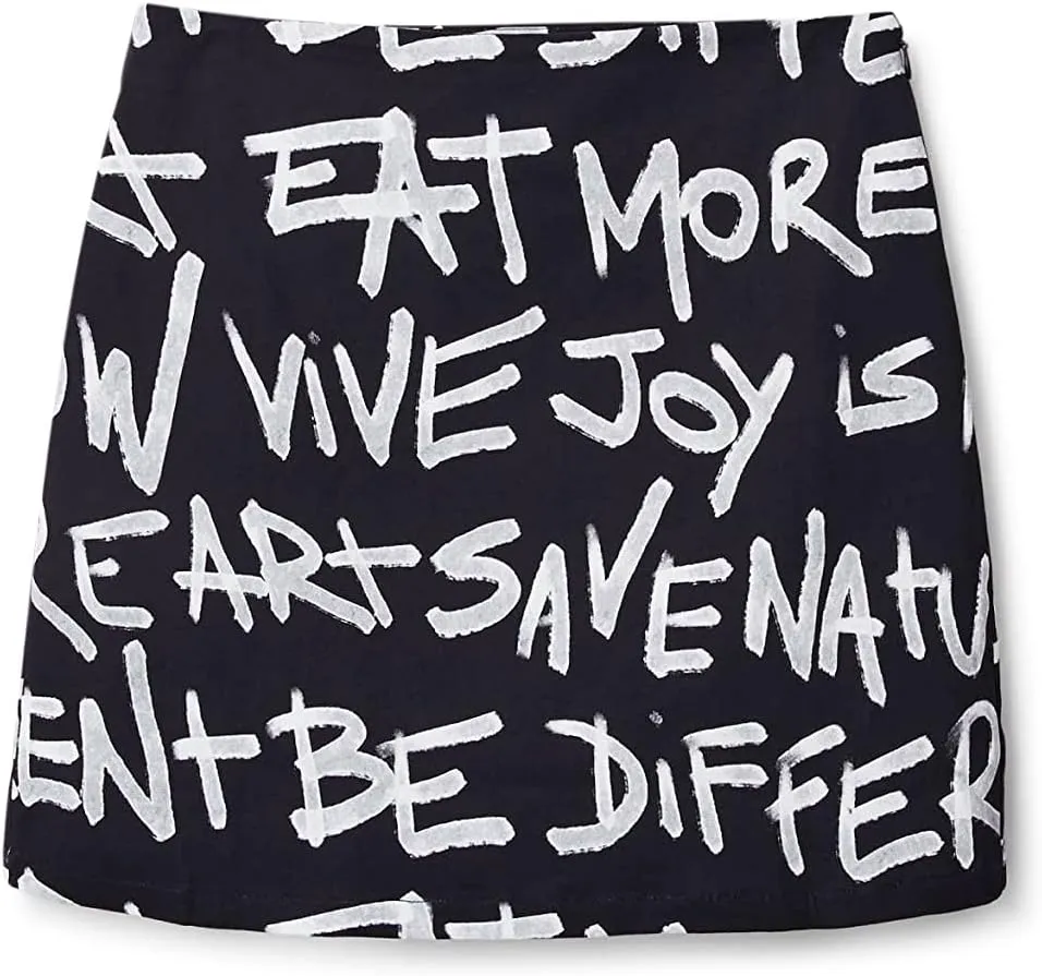 Desigual Damen Rock - Minirock mit grafischem Schrift-Print 22WWFW072000 GR. XS