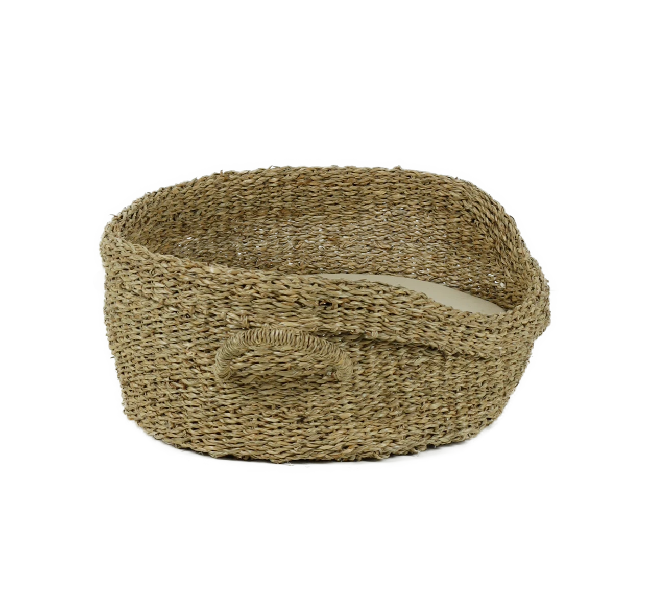 Rohrschneider RS 22359 Tierkorb Seegras mit Henkel – Korb mit herausnehmbarem Kissen GR.1