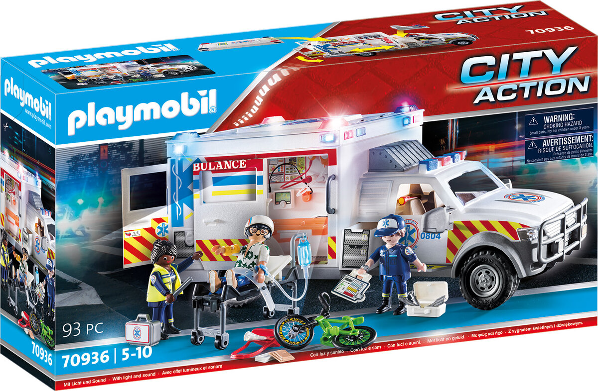 PLAYMOBIL 70936 Rettungs-Fahrzeug: US Ambulance PLAYMOBIL, 70936, Rettungs-Fahrzeug, US, Ambulance, Rad, Transporter, Person, Junge, Kind