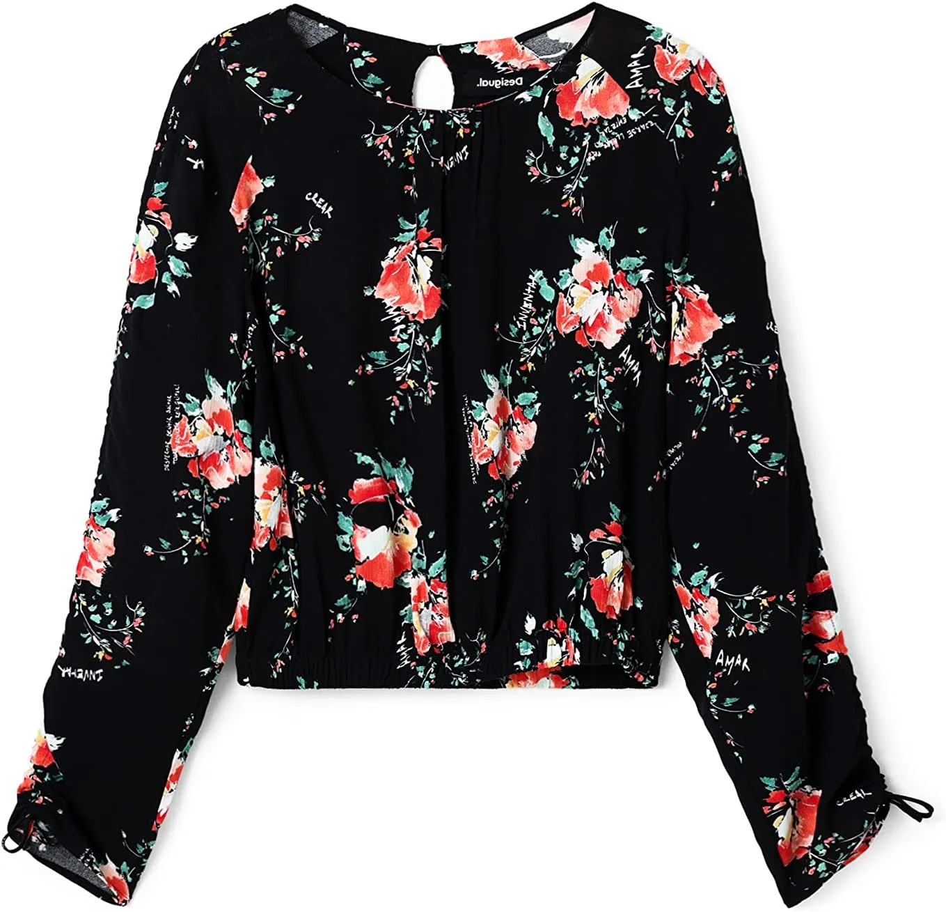 Desigual Damen Bluse - Schwarz, Blumenmuster 22WWBW152000 GR. S