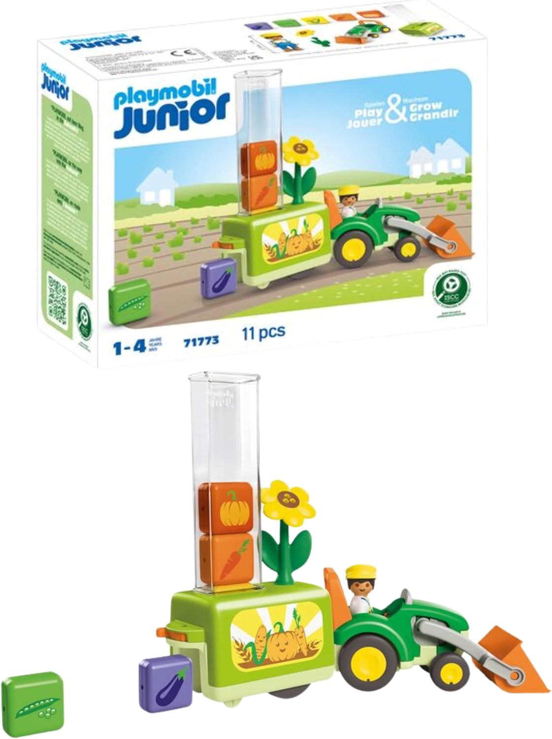 PLAYMOBIL 71773 junior traktor mit lustiger pflanzmaschine
