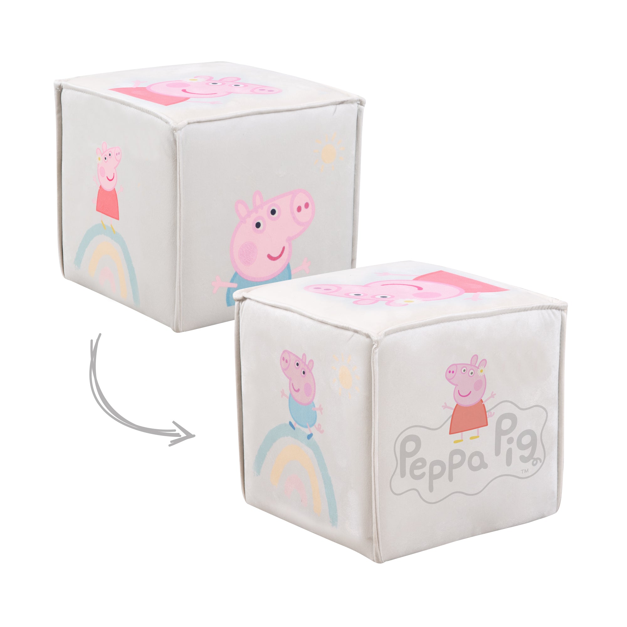 Roba 450134PP1 Kinderhocker in Würfelform Peppa Pig beige – Spielmöbel - Produktbild 6