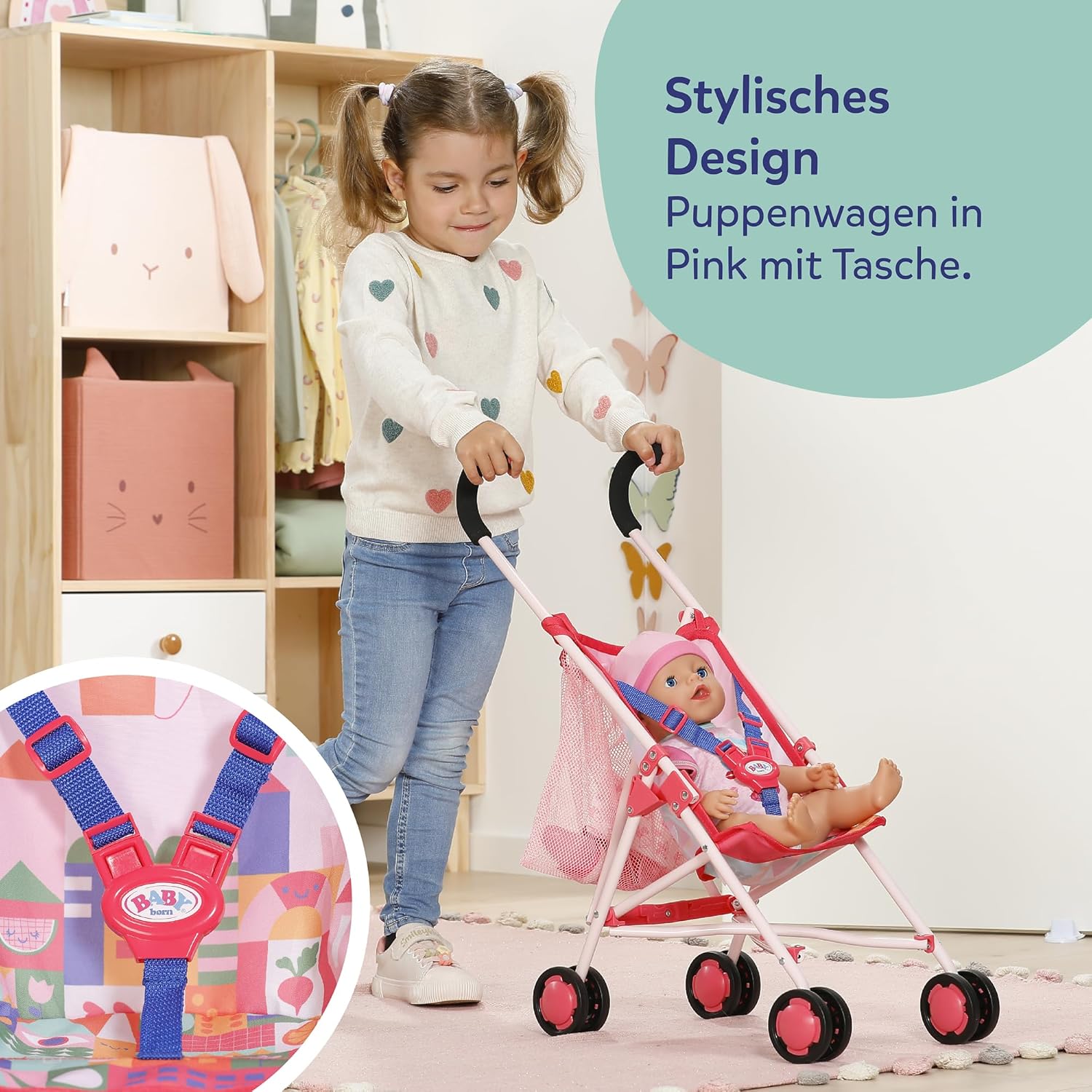 BABY born® Kinderwagen mit Tasche Pink