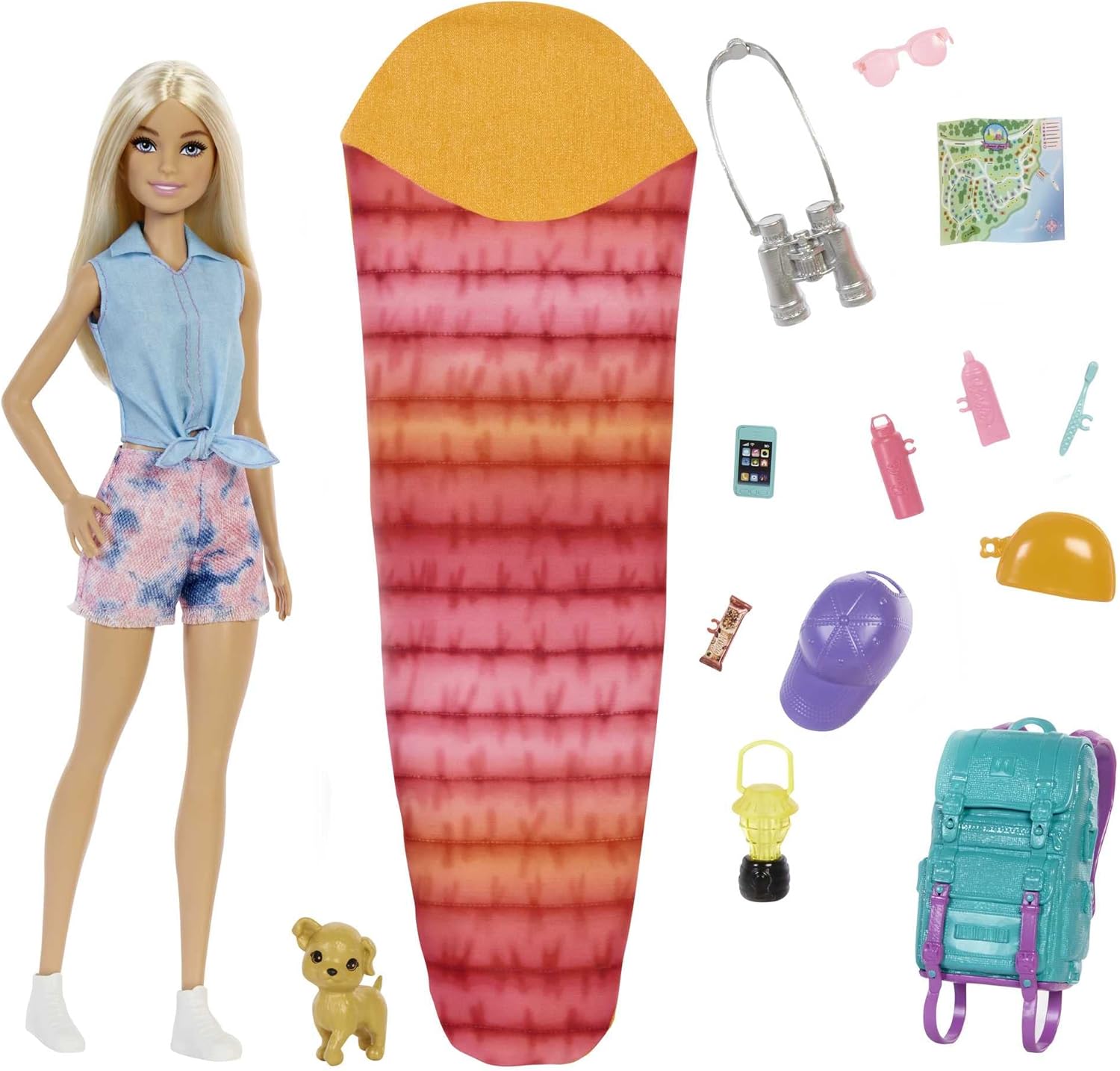 Barbie® "It takes two Camping" Set inkl. Malibu Puppe, Hund & Zubehör HDF73