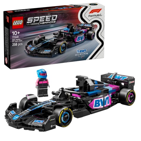 LEGO, Speed, Champions, BWT, Alpine, F1, Team, A524, Rennauto, 77248, Autorennen, Formel Eins, Fahrzeug, Helm, Rasenmäher LEGO Speed Champions BWT Alpine F1 Team A524 Rennauto 77248