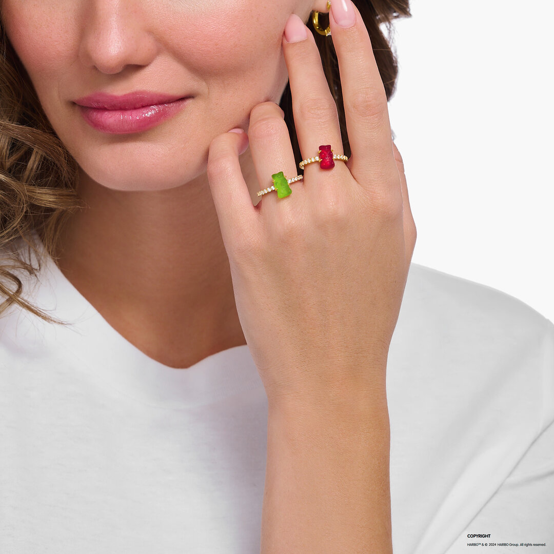 Thomas Sabo Ring Haribo Mit Rotem Goldbär U.Steinen Gr. 54 Gold TR2459-414-10-54 Finger, Hand, Nagel, Zubehör, Diamant