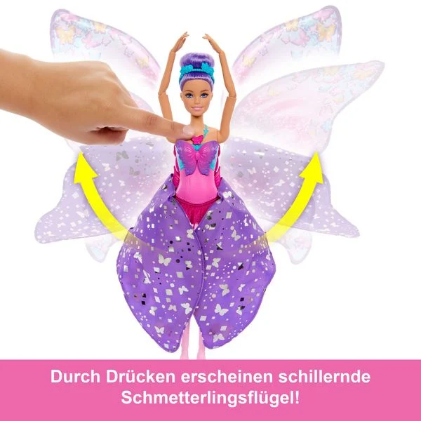 Barbie® Tanz & Flatter Puppe - 2-in-1 Verwandlung von Tänzerin zu Schmetterling, violettes Haar, HXJ10 Barbie® Tanz & Flatter Puppe - 2-in-1 Verwandlung von Tänzerin zu Schmetterling, violettes Haar, HXJ10