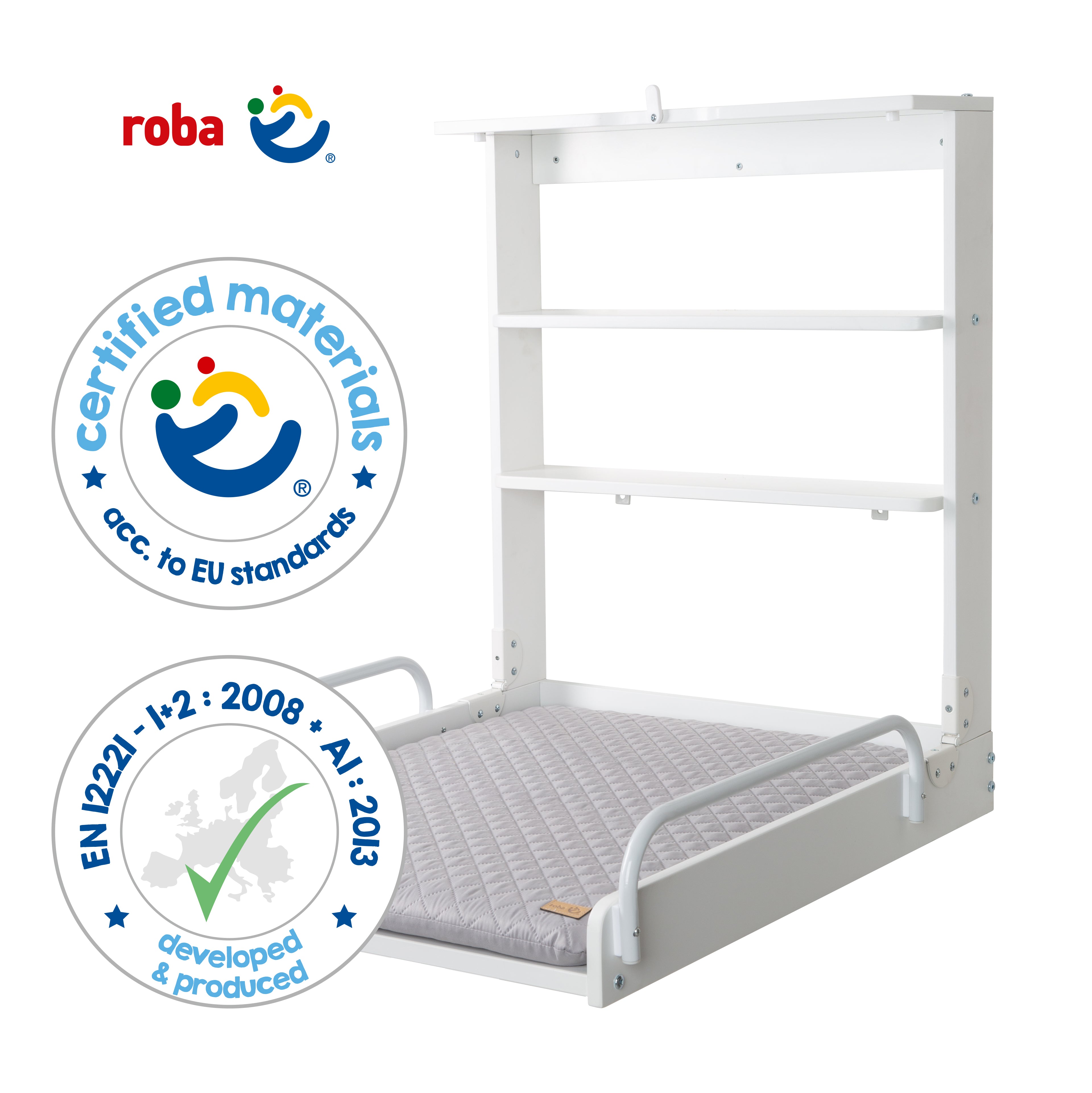Roba 212015WEV230 Wandwickelregal +Wickelauflage grau weiß – Wickeln & Baden - Produktbild 9