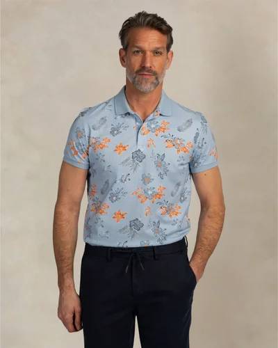 NZA 26CN124SB/M Poloshirt - Hellblau / Blumen - M