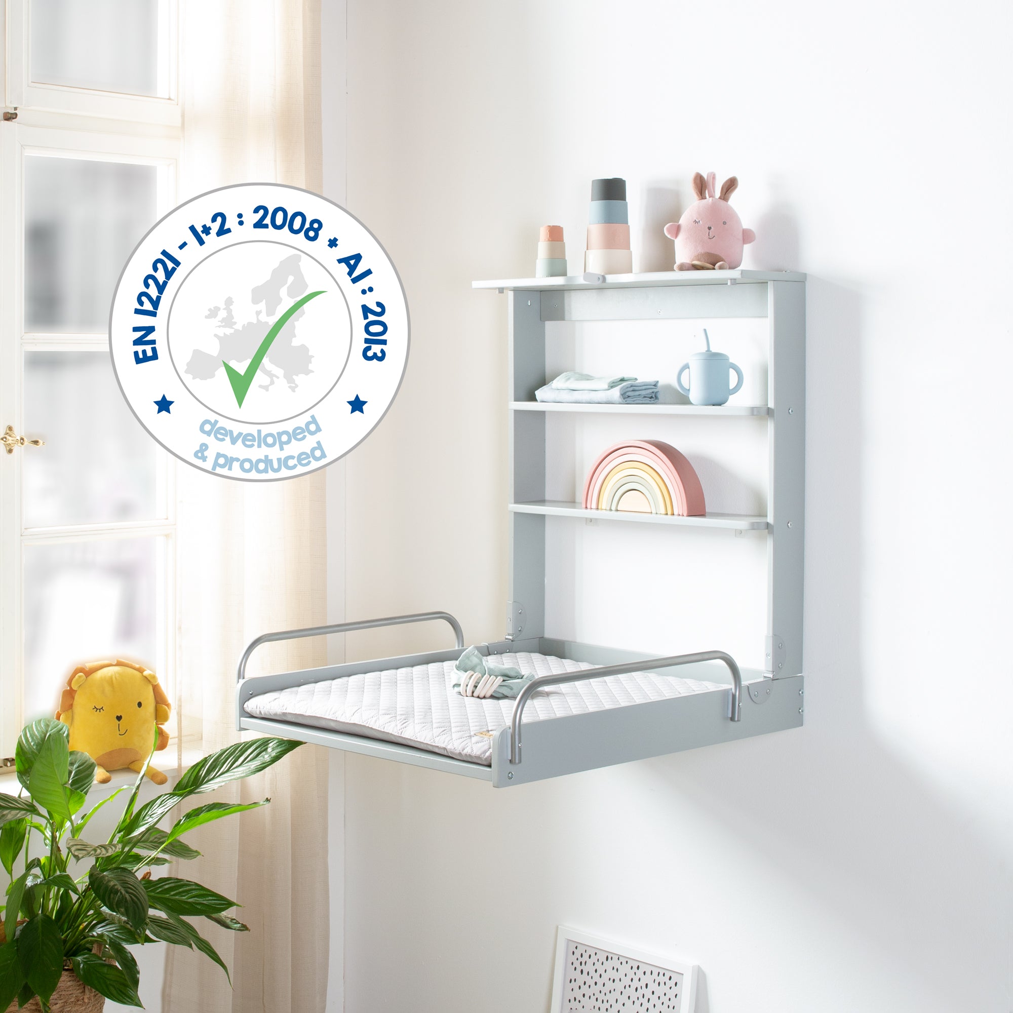 Roba 212015TPV230 Wandwickelregal +Wickelauflage grau taupe – Wickeln & Baden - Produktbild 11