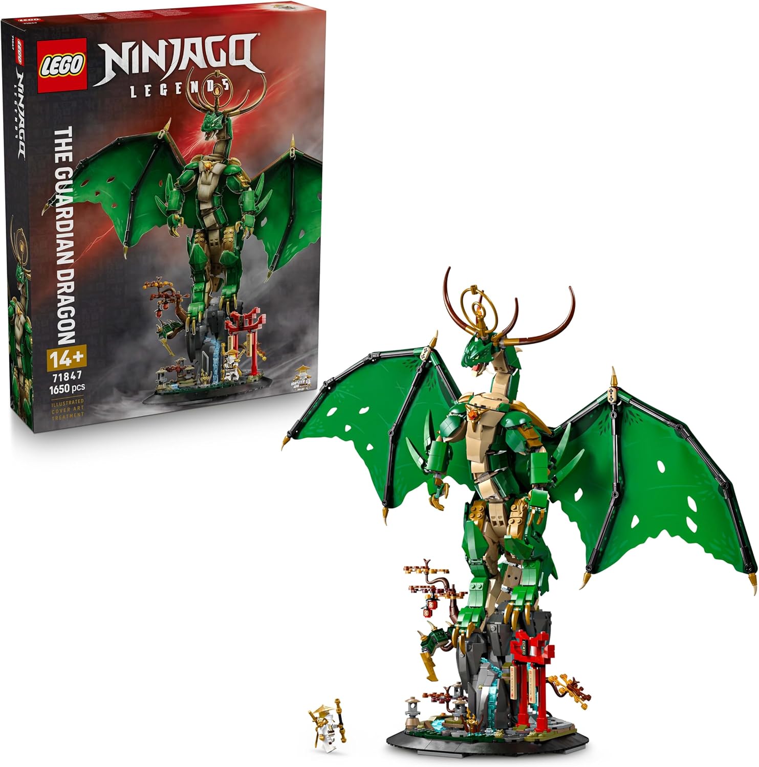 LEGO® NINJAGO® 71847 Der Wächterdrache – Verpackung, Zubehör und Details sichtbar