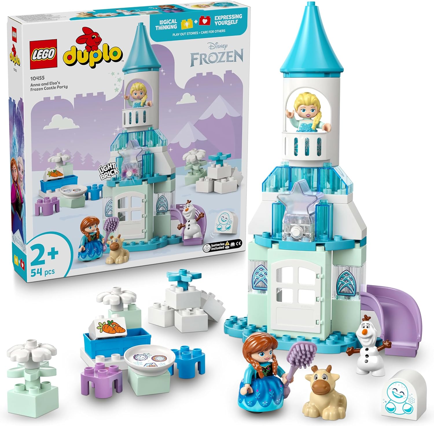 LEGO® DUPLO 10455 Annas und Elsas Party im Eispalast – Verpackung, Zubehör und Details sichtbar