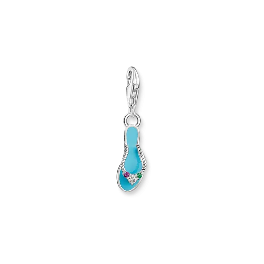 Thomas Sabo Anhänger Charm Club 925 Sterling Silber Geschwärzt Kaltemail Synthetischer Korund Mehrfarbig Charmista Charms