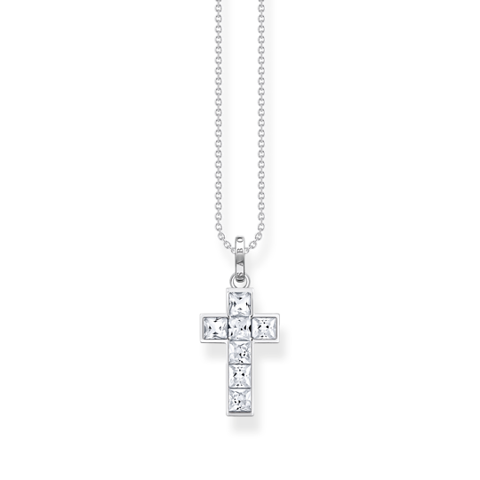 Thomas, Sabo, Kette, Kreuz, Mit, Weißen, Steinen, Silber, Länge, 45, Cm, Zubehor, Kreuz, Halskette, Anhänger, Diamant
