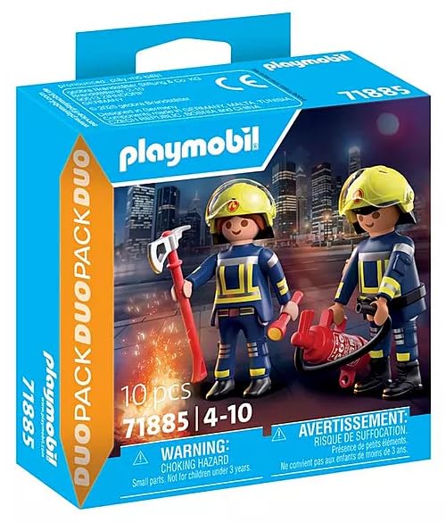 PLAYMOBIL 71885 Duopack Feuerwehr Feuerwehrmann & Feuerwehrfrau mit Ausrüstung