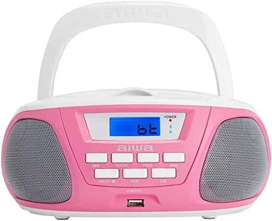Aiwa_BBTU-300PK_:_Tragbares_CD-Radio_mit_Bluetooth,_USB,_AUX-In,_Radio-Tuner,_Sonderedition_für_Kinder_und_Mädchen, Elektronik, Stereo, Kassettenspieler, Lautsprecher