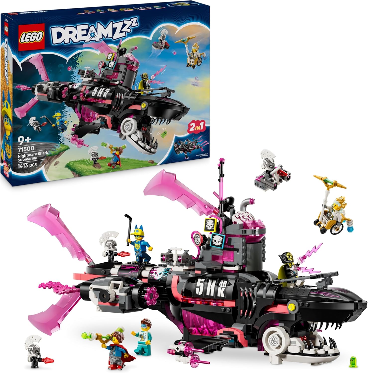 LEGO® DREAMZzz 71500 Albtraumhai U-Boot – Verpackung, Zubehör und Details sichtbar