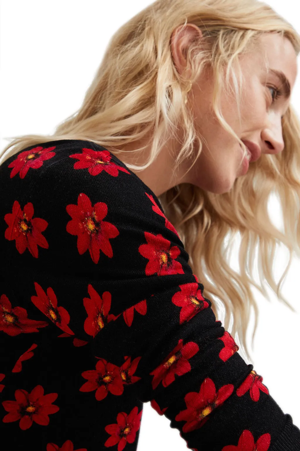 Desigual Damen Pullover „Nicaragua“ - Schwarz mit roten Punkten 21WWJF823001 GR. M